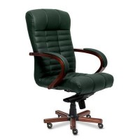 Atlant B (Зеленая кожа/темный орех) Кресло руководителя