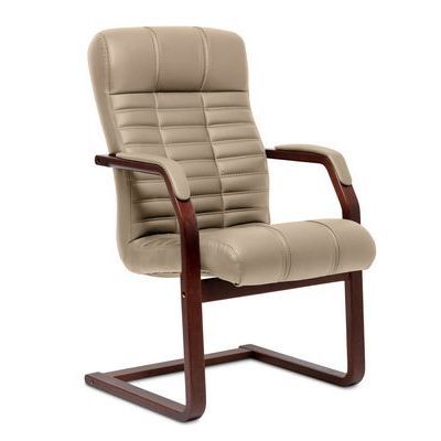 Atlant C (Бежевая кожа/темный орех) Конференц-кресло