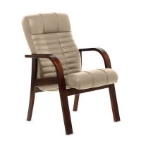 Atlant D (Бежевая кожа/темный орех) Конференц-кресло