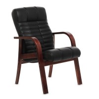Atlant D (Черная кожа/темный орех) Конференц-кресло