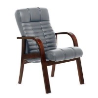 Atlant D (Серая кожа/темный орех) Конференц-кресло