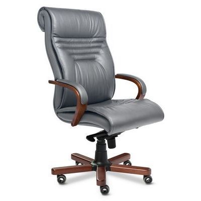 Basel A (Серая кожа/темный орех) Кресло руководителя