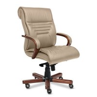 Basel B (Бежевая кожа/темный орех) Кресло руководителя