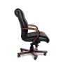 Базель B Кресло руководителя, черная кожа, темный орех