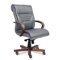 Basel B (Серая кожа/темный орех) Кресло руководителя