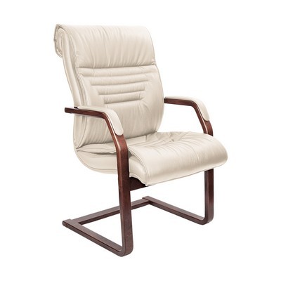 Basel C (Бежевая кожа/темный орех) Конференц-кресло