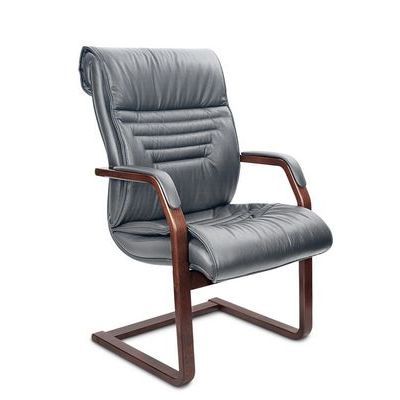 Basel C (Серая кожа/темный орех) Конференц-кресло