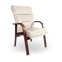 Basel D (Бежевая кожа/темный орех) Конференц-кресло