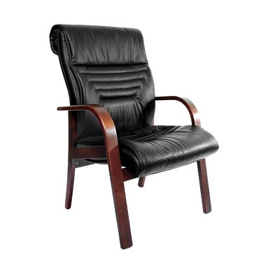 Basel D (Черная кожа/темный орех) Конференц-кресло