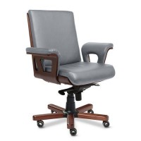 Cadis B (Серая кожа/темный орех) Кресло руководителя