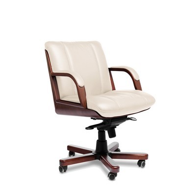 Cannes B (Бежевая кожа/темный орех) Кресло руководителя