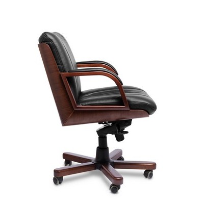 Cannes B (Черная кожа/темный орех) Кресло руководителя