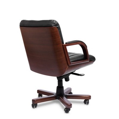 Cannes B (Черная кожа/темный орех) Кресло руководителя