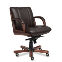 Cannes B (Коричневая кожа/темный орех) Кресло руководителя