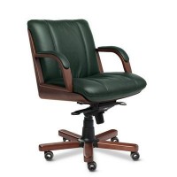 Cannes B (Зеленая кожа/темный орех) Кресло руководителя