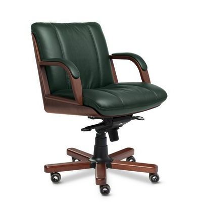 Cannes B (Зеленая кожа/темный орех) Кресло руководителя