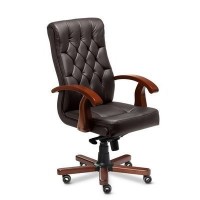 Darwin B (Коричневая кожа/темный орех) Кресло руководителя