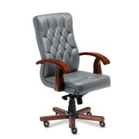 Darwin B (Серая кожа/темный орех) Кресло руководителя