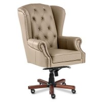 Gent A (Бежевая кожа/темный орех) Кресло руководителя