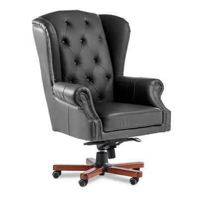 Gent A (Черная кожа/темный орех) Кресло руководителя
