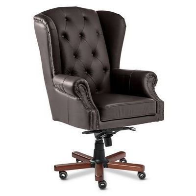 Gent A (Коричневая кожа/темный орех) Кресло руководителя