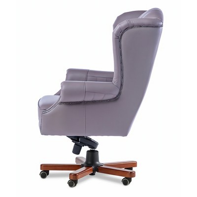 Gent A (Серая кожа/темный орех) Кресло руководителя