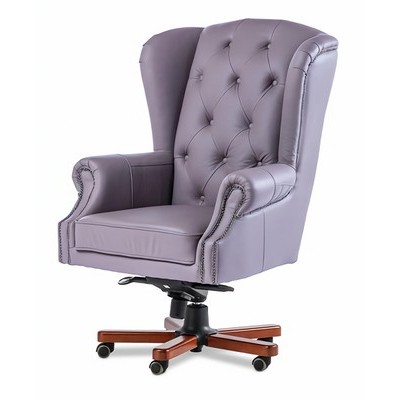 Gent A (Серая кожа/темный орех) Кресло руководителя