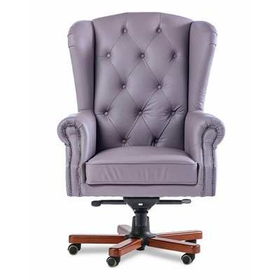 Gent A (Серая кожа/темный орех) Кресло руководителя