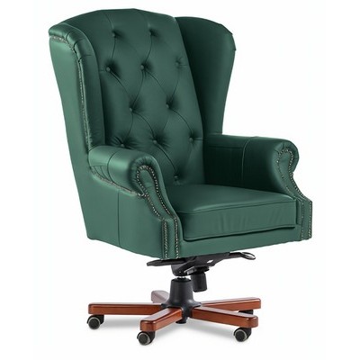 Gent A (Зеленая кожа/темный орех) Кресло руководителя