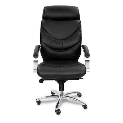 Leeds Chrome A (Черная кожа) Кресло руководителя