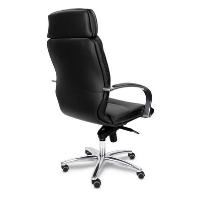 Leeds Chrome A (Черная кожа) Кресло руководителя