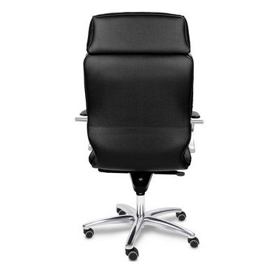Leeds Chrome A (Черная кожа) Кресло руководителя