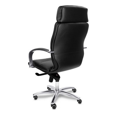 Leeds Chrome A (Черная кожа) Кресло руководителя