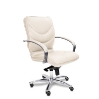 Leeds Chrome B (Бежевая кожа) Кресло руководителя