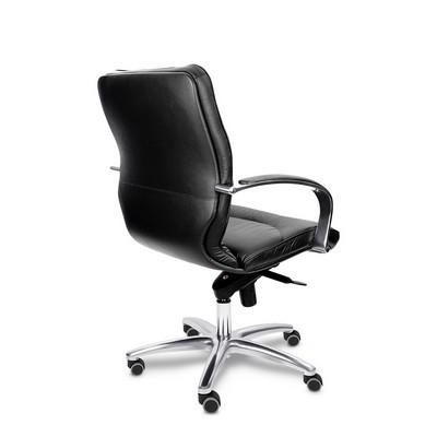 Leeds Chrome B (Черная кожа) Кресло руководителя