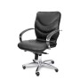 Leeds Chrome B (Черная кожа) Кресло руководителя