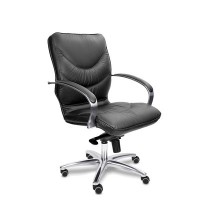 Leeds Chrome B (Черная кожа) Кресло руководителя