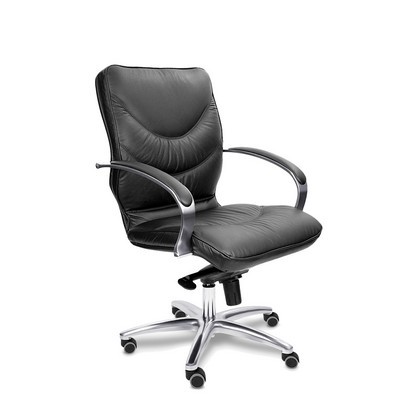 Leeds Chrome B (Черная кожа) Кресло руководителя