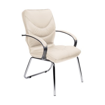 Leeds Chrome D (Бежевая кожа) Конференц-кресло