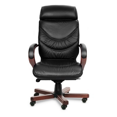 Leeds Wood A (Черная кожа/темный орех) Кресло руководителя