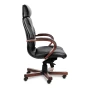 Лидс A Кресло руководителя, черная кожа, темный орех