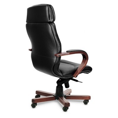 Leeds Wood A (Черная кожа/темный орех) Кресло руководителя