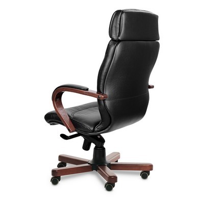 Leeds Wood A (Черная кожа/темный орех) Кресло руководителя