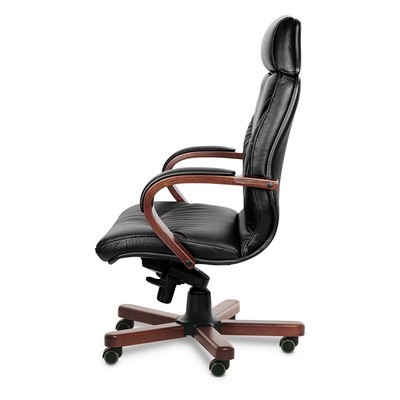 Leeds Wood A (Черная кожа/темный орех) Кресло руководителя
