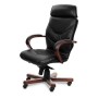 Leeds Wood A (Черная кожа/темный орех) Кресло руководителя