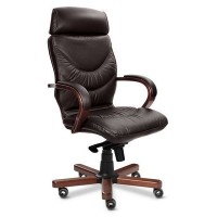Leeds Wood A (Коричневая кожа/темный орех) Кресло руководителя