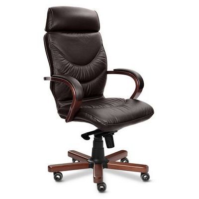 Leeds Wood A (Коричневая кожа/темный орех) Кресло руководителя