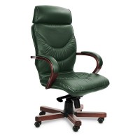 Leeds Wood A (Зеленая кожа/темный орех) Кресло руководителя