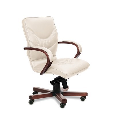Leeds Wood B (Бежевая кожа/темный орех) Кресло руководителя