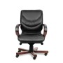 Leeds Wood B (Черная кожа/темный орех) Кресло руководителя